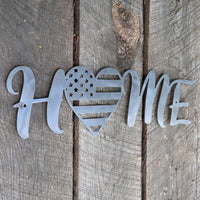 Thumbnail for Metal Home Sign - American Flag Heart Wall Art - Fourth of July Decor