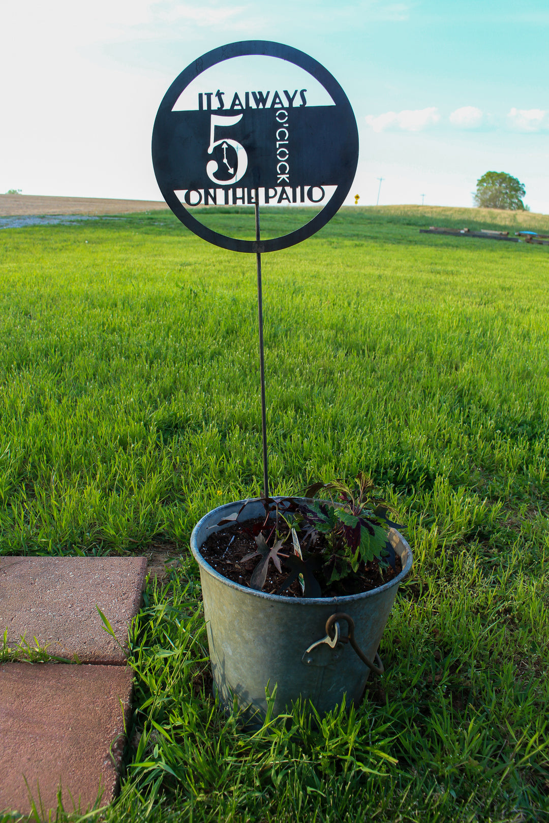 It's Always 5 O'Clock on the Patio Metal Garden Stakes