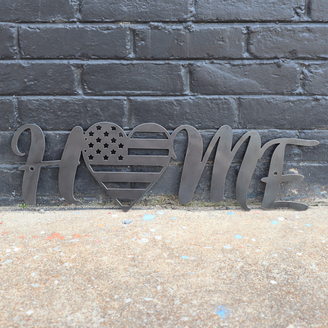 Metal Home Sign - American Flag Heart Wall Art - Fourth of July Decor