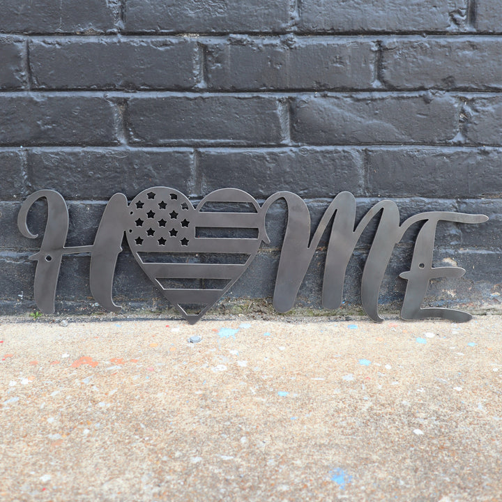 Metal Home Sign - American Flag Heart Wall Art - Fourth of July Decor