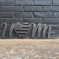 Thumbnail for Metal Home Sign - American Flag Heart Wall Art - Fourth of July Decor