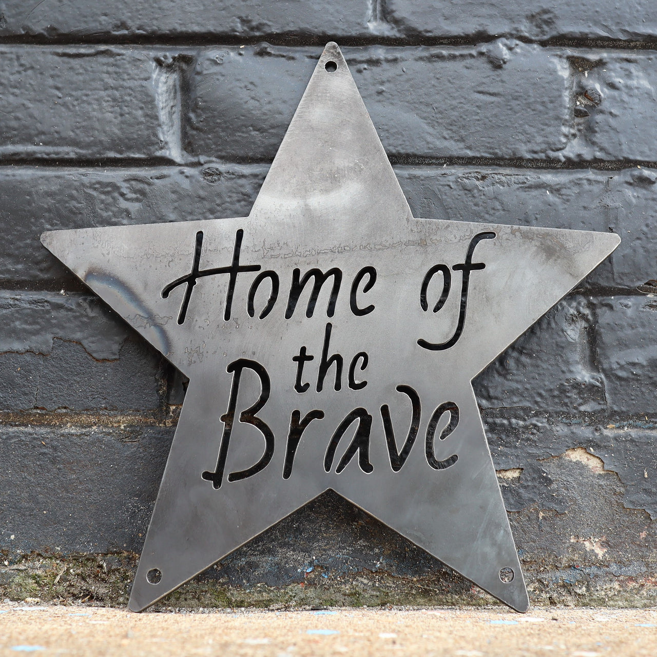 Home of the Brave Metal Sign - Patriotic Star Wall Art - Fourth of July Decor