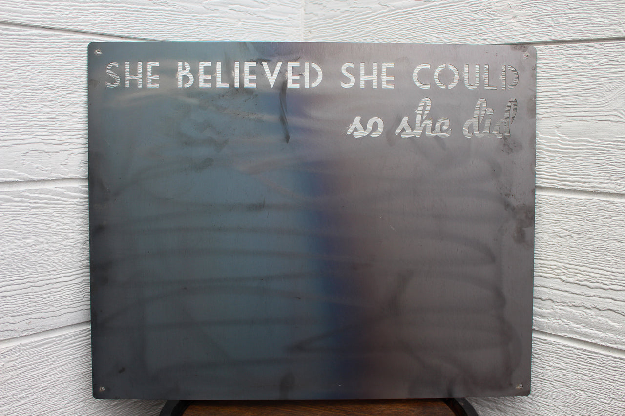 She Believed She Could, So She Did - Feminist Quote Magnet Board - Inspirational Home Office Organization - Magnetic Art