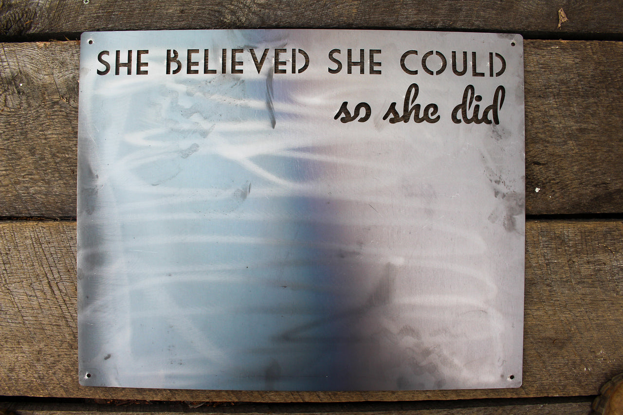 She Believed She Could, So She Did - Feminist Quote Magnet Board - Inspirational Home Office Organization - Magnetic Art