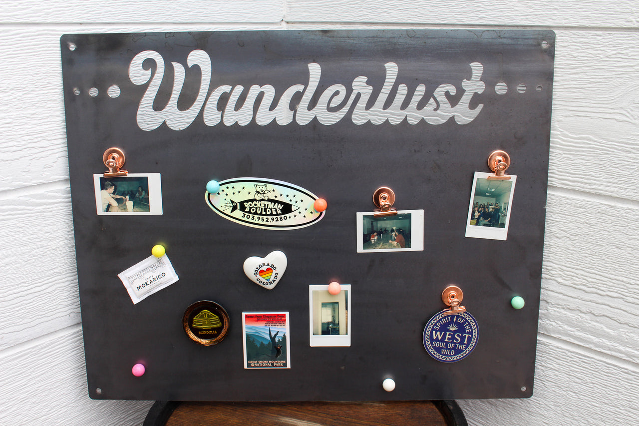 Wanderlust Magnet Board - Travel Keepsake Organizer - Home Office Organization - Travel Inspiration - Wanderlust Wall Art - Free Shipping