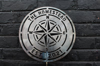Thumbnail for The Homestead Compass Rose Garden Stake - Custom Rustic Metal Garden Decor - Memorial Yard Marker - Custom Est. Date