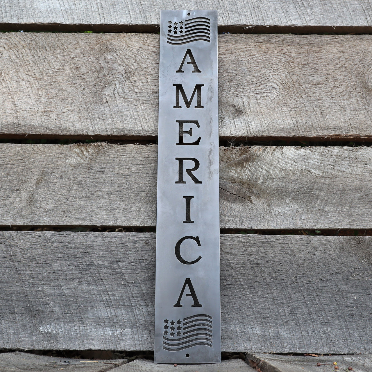 Personalized American Flag Metal Porch Sign - Patriotic Front Door Wall Art - Fourth of July Welcome Decor