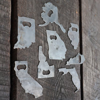 Thumbnail for Raw Steel State Bottle Opener - Rustic Home Decor - Unique Wedding Favor - Groomsmen Gift