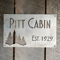 Thumbnail for Personalized Metal Cabin Sign - Custom Family Name Decor - Mountain Home Gift
