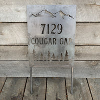 Thumbnail for Mountain Address Planter Sign - Personalized House Number with Stakes - Metal Front Yard Decor with Stakes