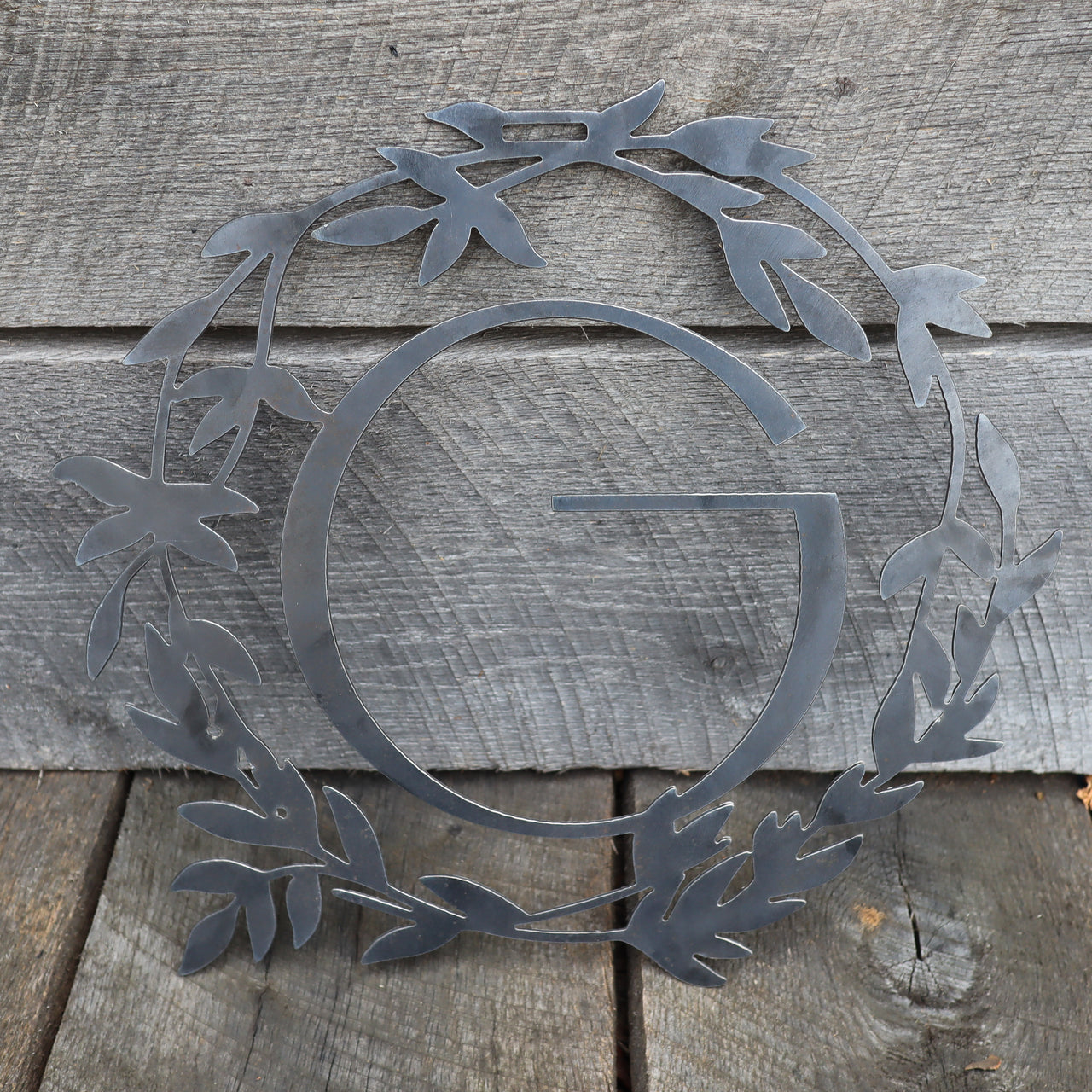 Custom Metal Monogram Retro Summer Wreath - Initial Letter Front Door Hanger Decor