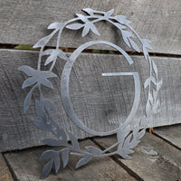 Thumbnail for Custom Metal Monogram Retro Summer Wreath - Initial Letter Front Door Hanger Decor