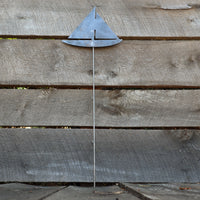 Thumbnail for Raw Steel Sailboat Yard Stake - Summer Garden Art Marker - Metal Sailing Boat Lawn Decor