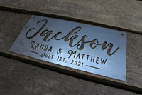 Thumbnail for Personalized Wedding Gift - Custom Name and Date Sign - Wedding Display
