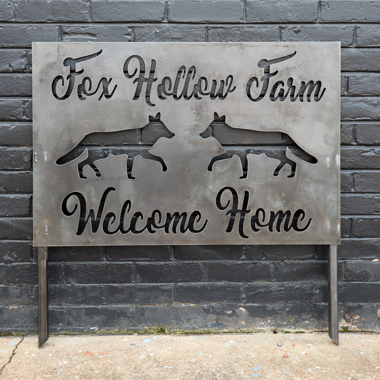 Welcome Planter Sign - Personalized Farm House Address with Stakes - Metal Front Yard Decor with Stakes