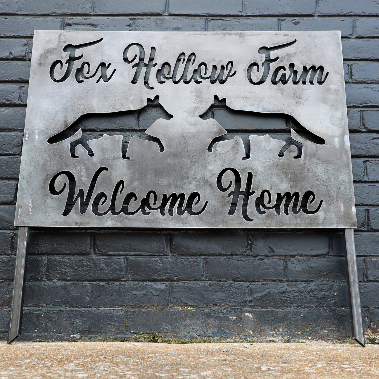 Welcome Planter Sign - Personalized Farm House Address with Stakes - Metal Front Yard Decor with Stakes