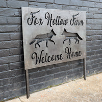 Thumbnail for Welcome Planter Sign - Personalized Farm House Address with Stakes - Metal Front Yard Decor with Stakes