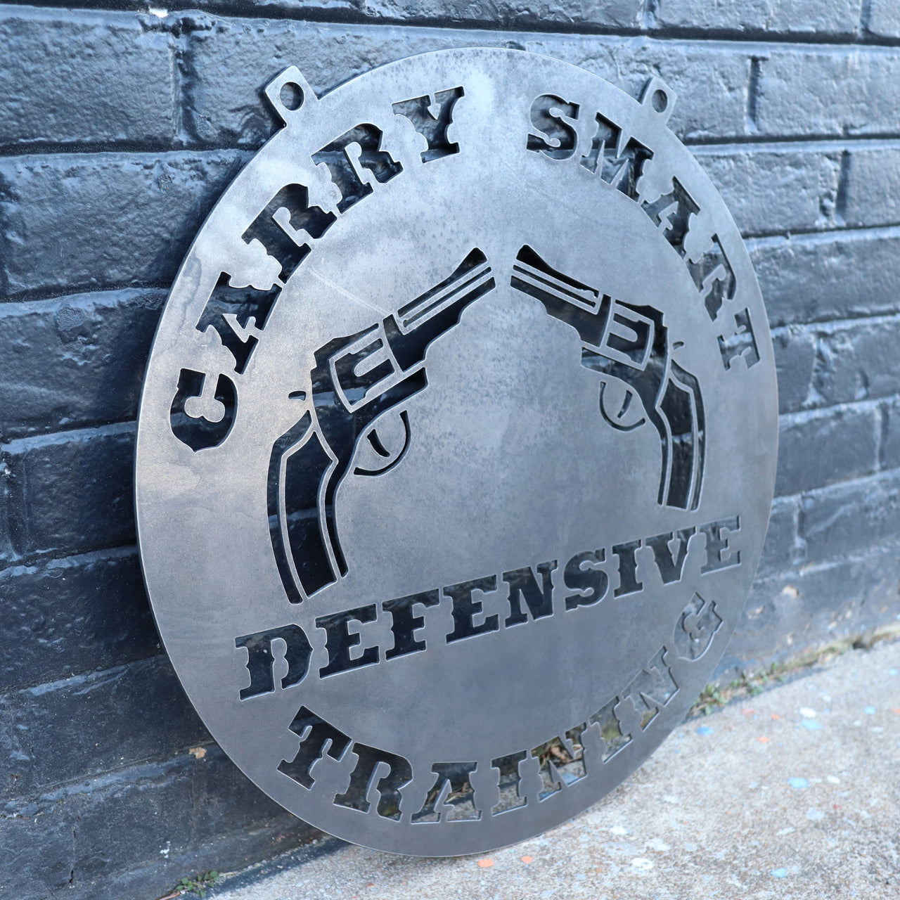Personalized Hanging Metal Gun Sign - Pistol, Rifle, Firearms Defensive Safety Training - Father's Day 2021