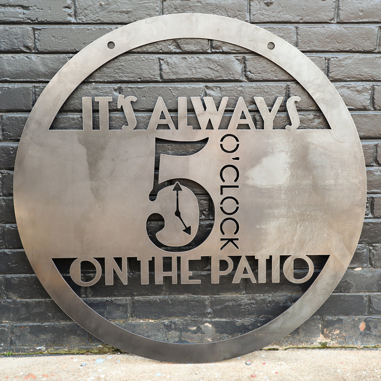 It's Always 5 O'Clock on the Patio Metal Sign - Hanging Metal Bar Sign - Beach House Decor