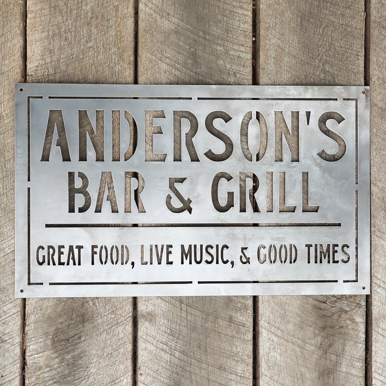 Personalized Metal Family Bar and Grill Sign - Outdoor Last Name Patio Decor - Man Cave, Clubhouse Wall Art