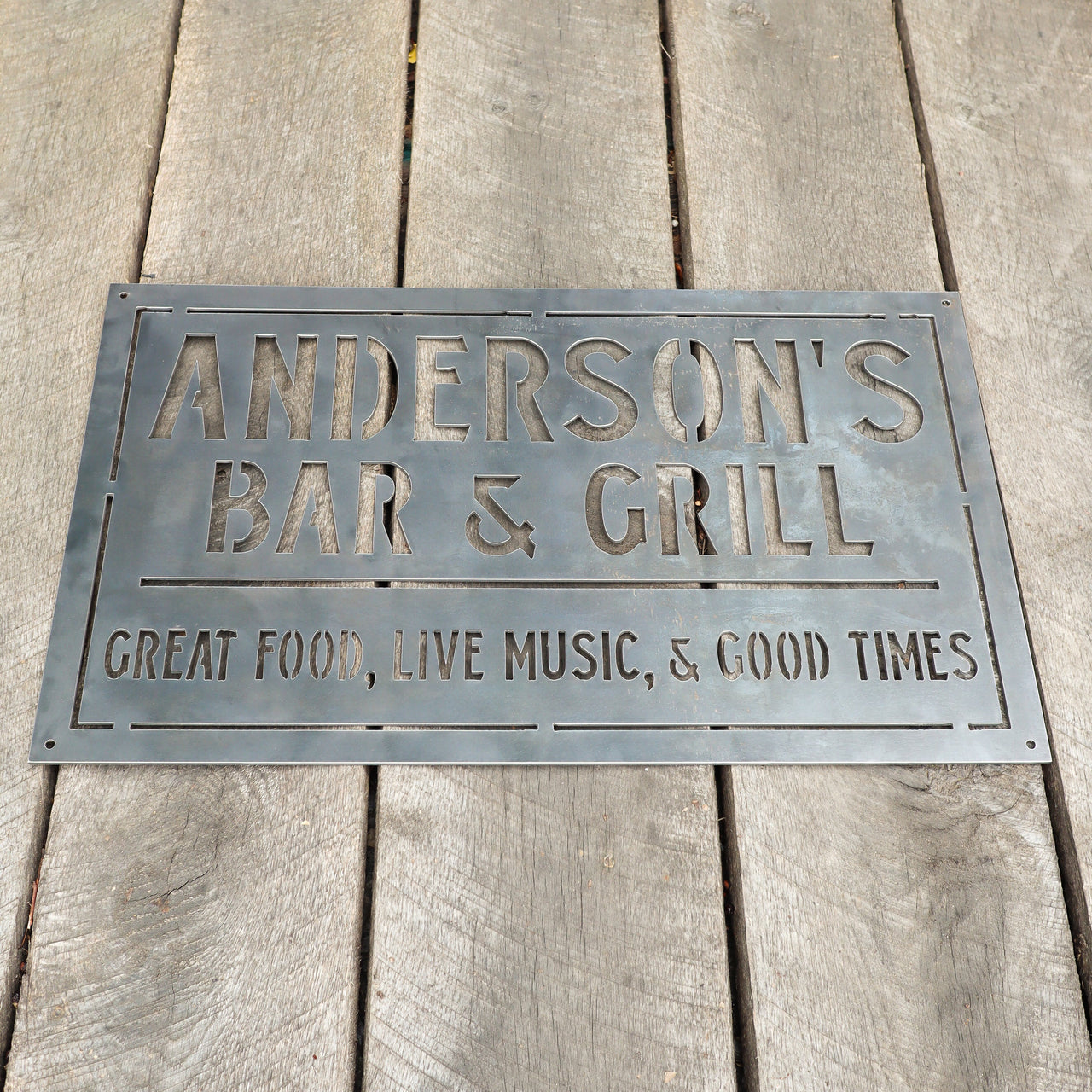 Personalized Metal Family Bar and Grill Sign - Outdoor Last Name Patio Decor - Man Cave, Clubhouse Wall Art