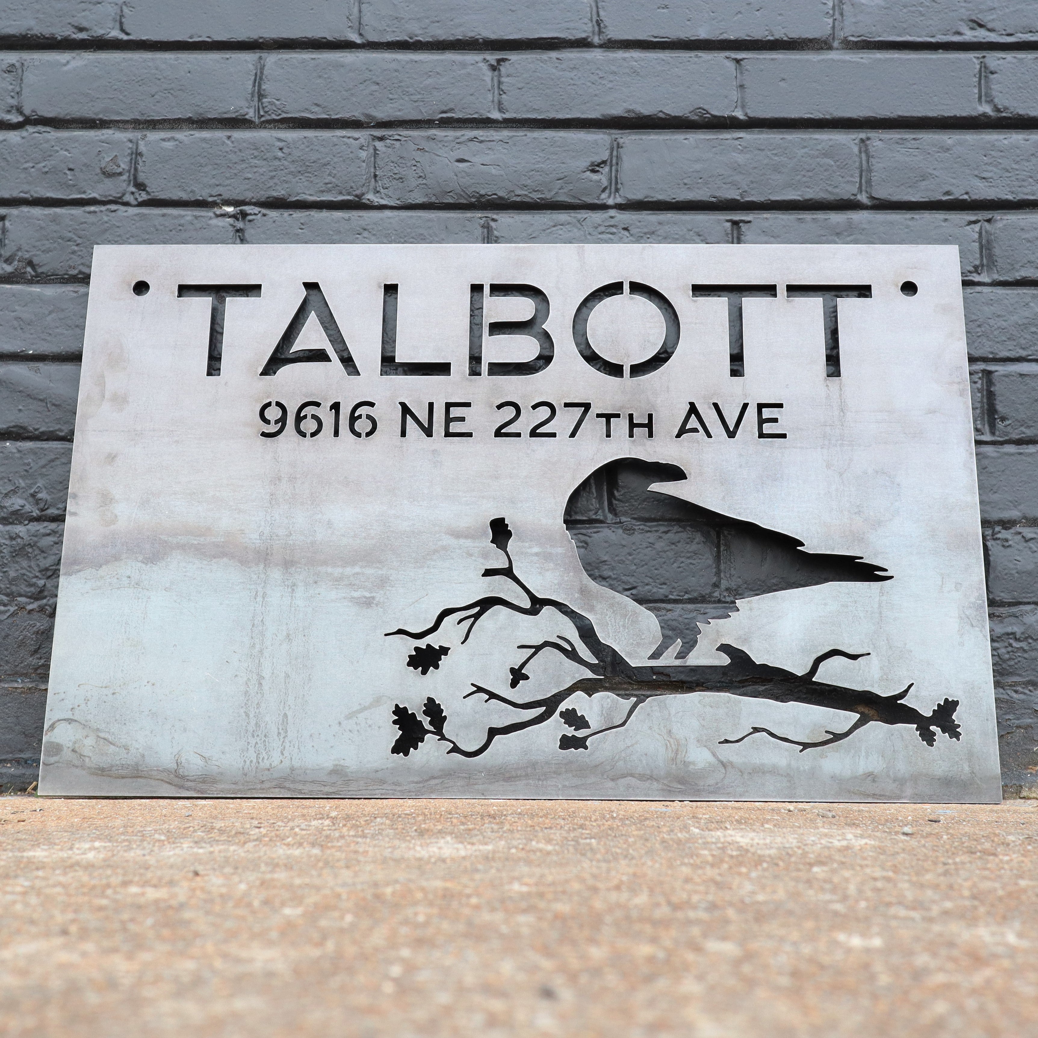 Bird on Tree Branch Hanging Metal Address Sign - Family Name, House Nu ...