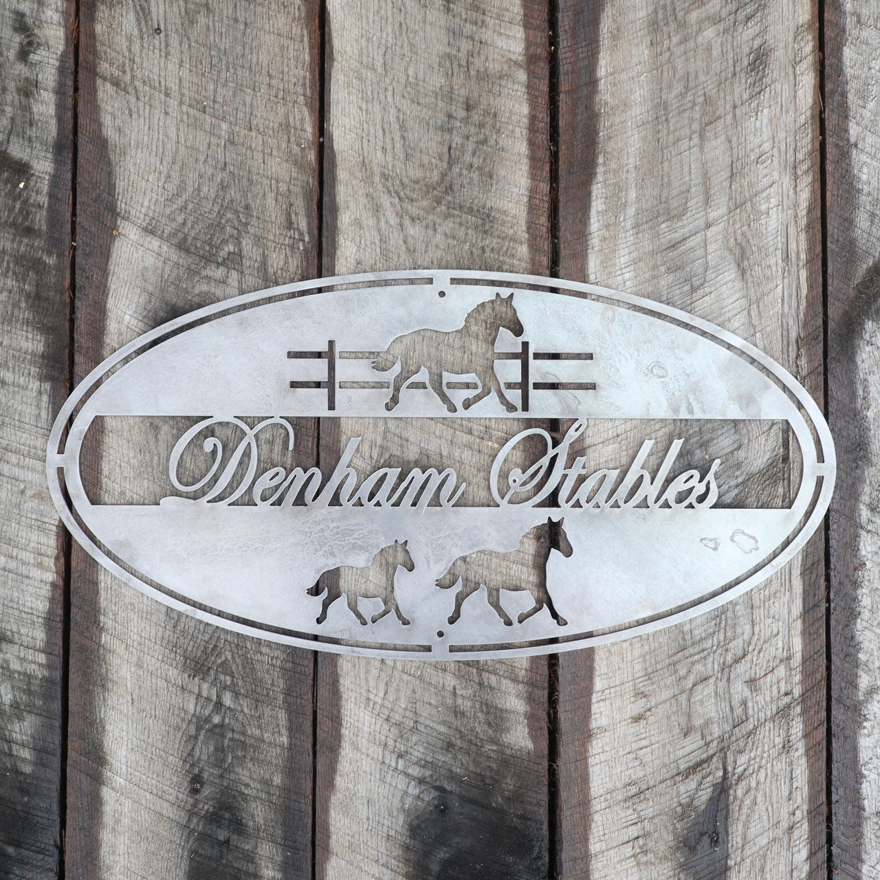 Personalized Metal Horse Stables Sign - Equestrian - Country Wall Art