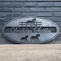 Thumbnail for Personalized Metal Horse Stables Sign - Equestrian - Country Wall Art
