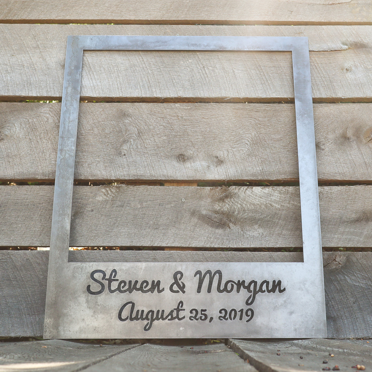 Rustic Wedding Photo Booth Frame - Personalized Metal Picture Prop