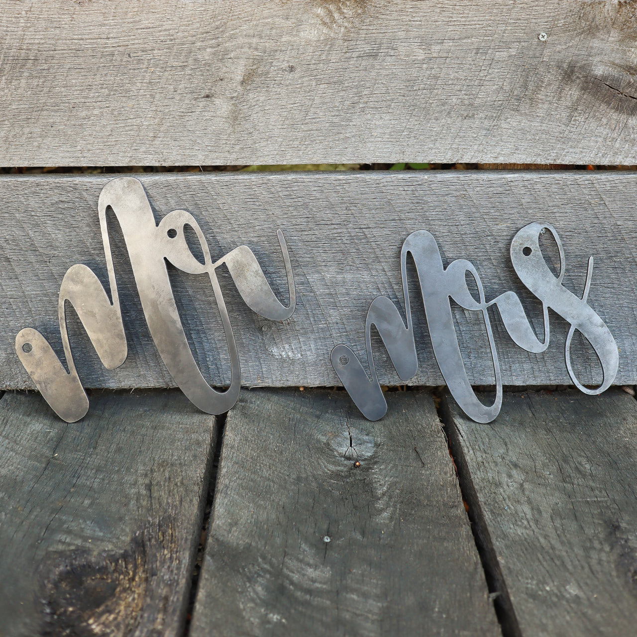 Mr and Mrs Wedding Chair Signs - Metal Chair Back Decorations - Bride and Groom Decor