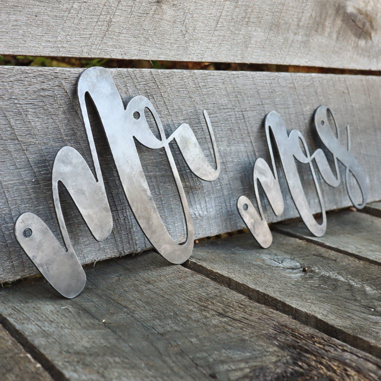 Mr and Mrs Wedding Chair Signs - Metal Chair Back Decorations - Bride and Groom Decor