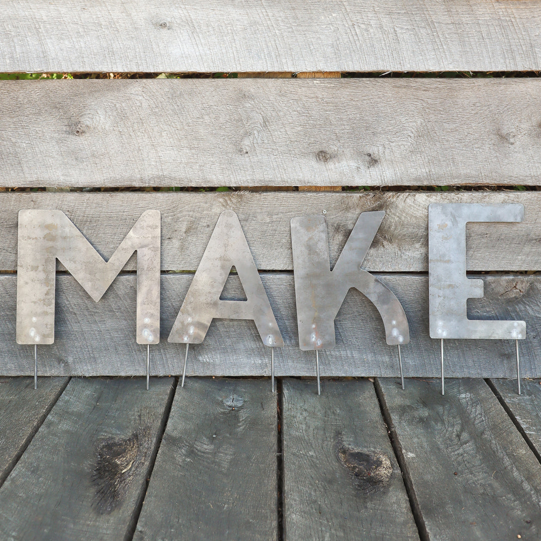 Metal Letters Art Deco Font with Garden Stakes