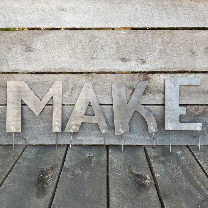 Metal Letters Art Deco Font with Garden Stakes