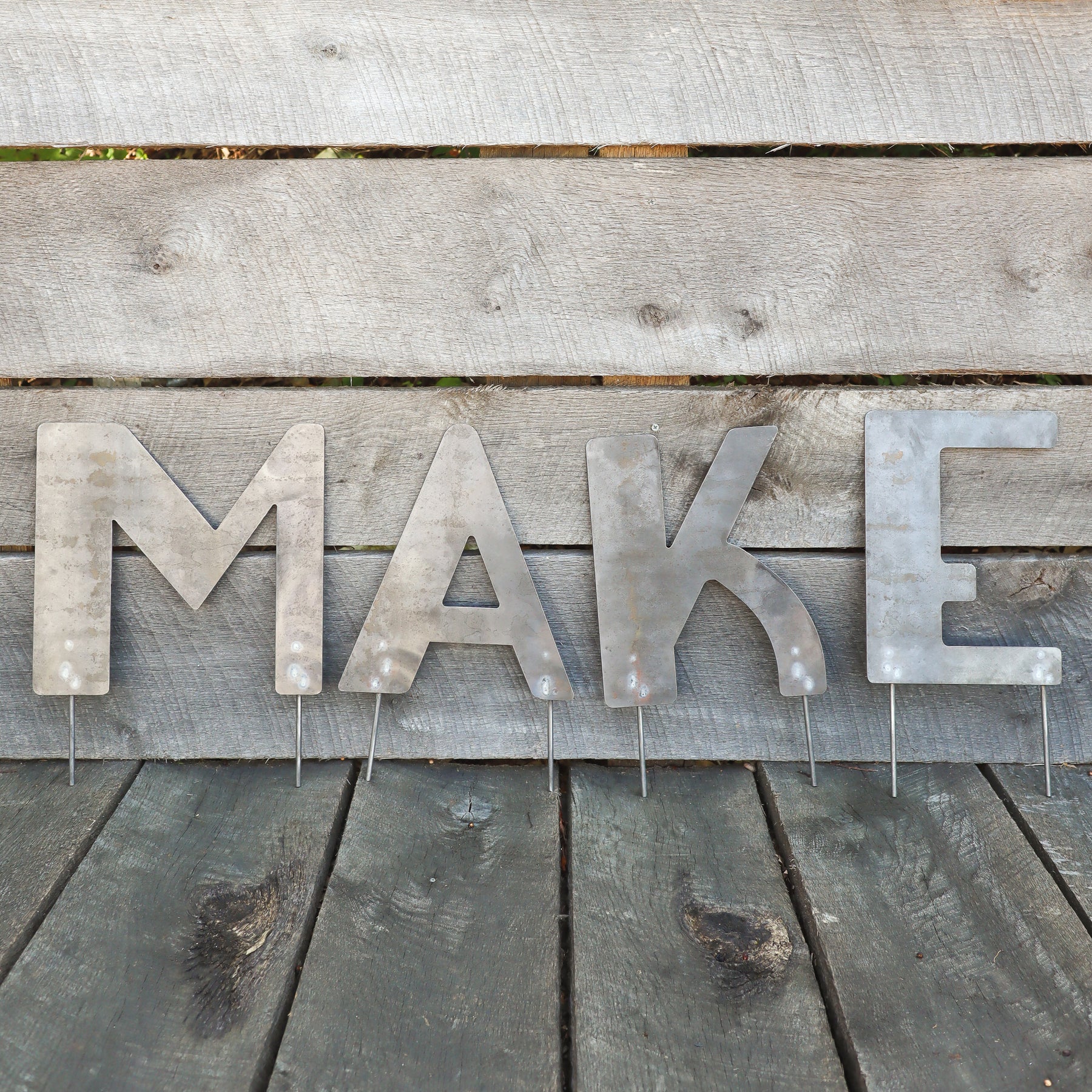 Raw Letters Raw Metal Letters Lawn Decor Art Deco Font with Garden Stakes – Maker Table