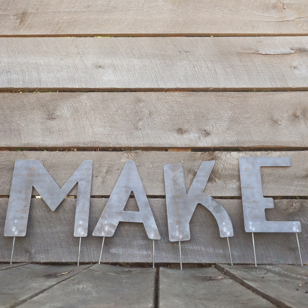 Metal Letters Art Deco Font with Garden Stakes