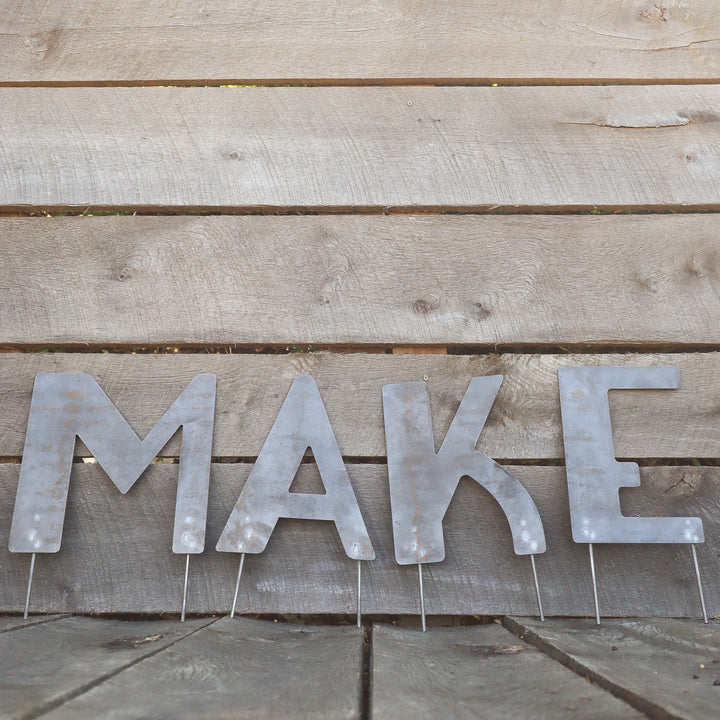 Metal Letters Art Deco Font with Garden Stakes