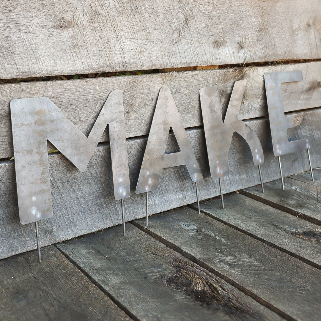 Metal Letters Art Deco Font with Garden Stakes