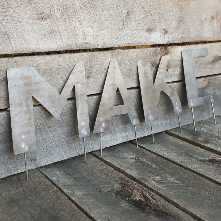 Metal Letters Art Deco Font with Garden Stakes
