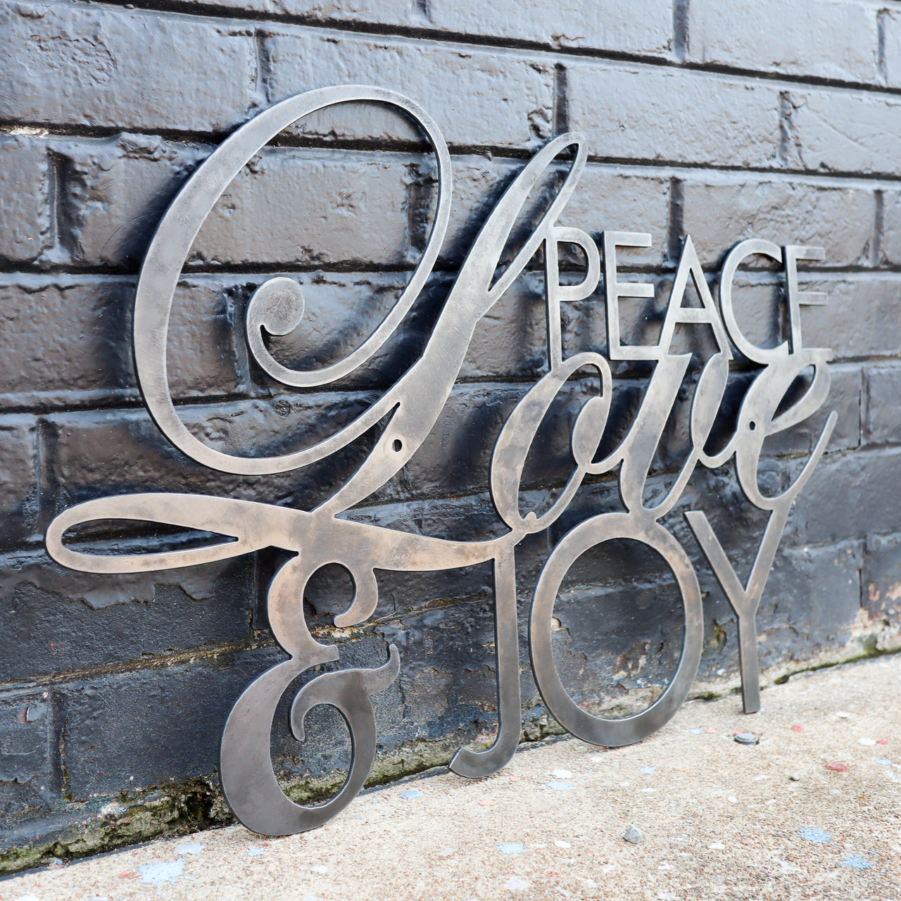Peace Love & Joy - Holiday Metal Sign - Inspirational Home Decor