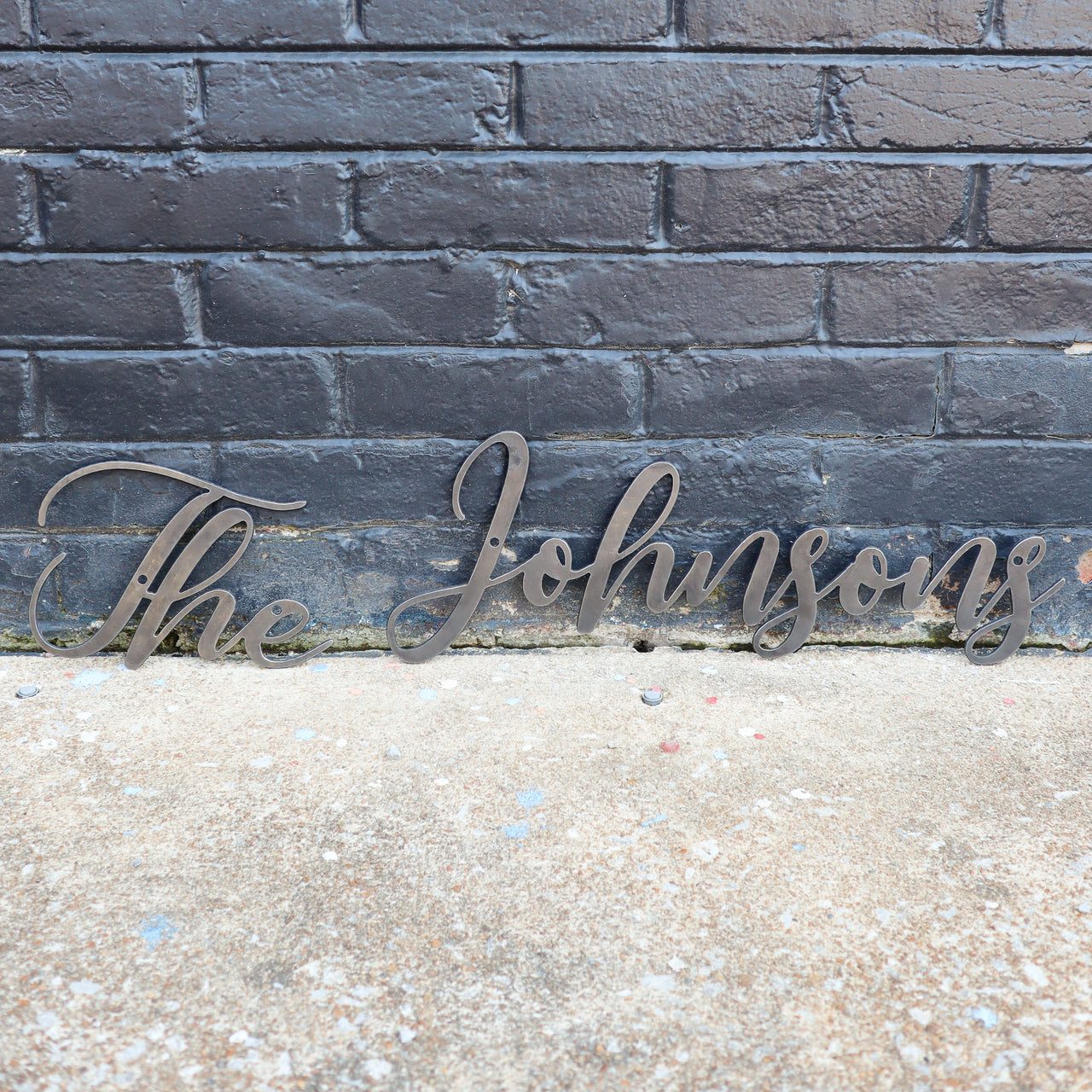 Last Name Cursive Words Wedding Sign - Personalized Metal Family Decor - Custom Wall Art