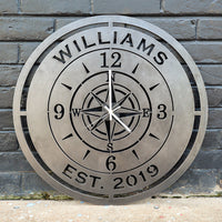 Thumbnail for Personalized Compass Wedding Metal Clock - Rustic Nautical Home Decor  - 24