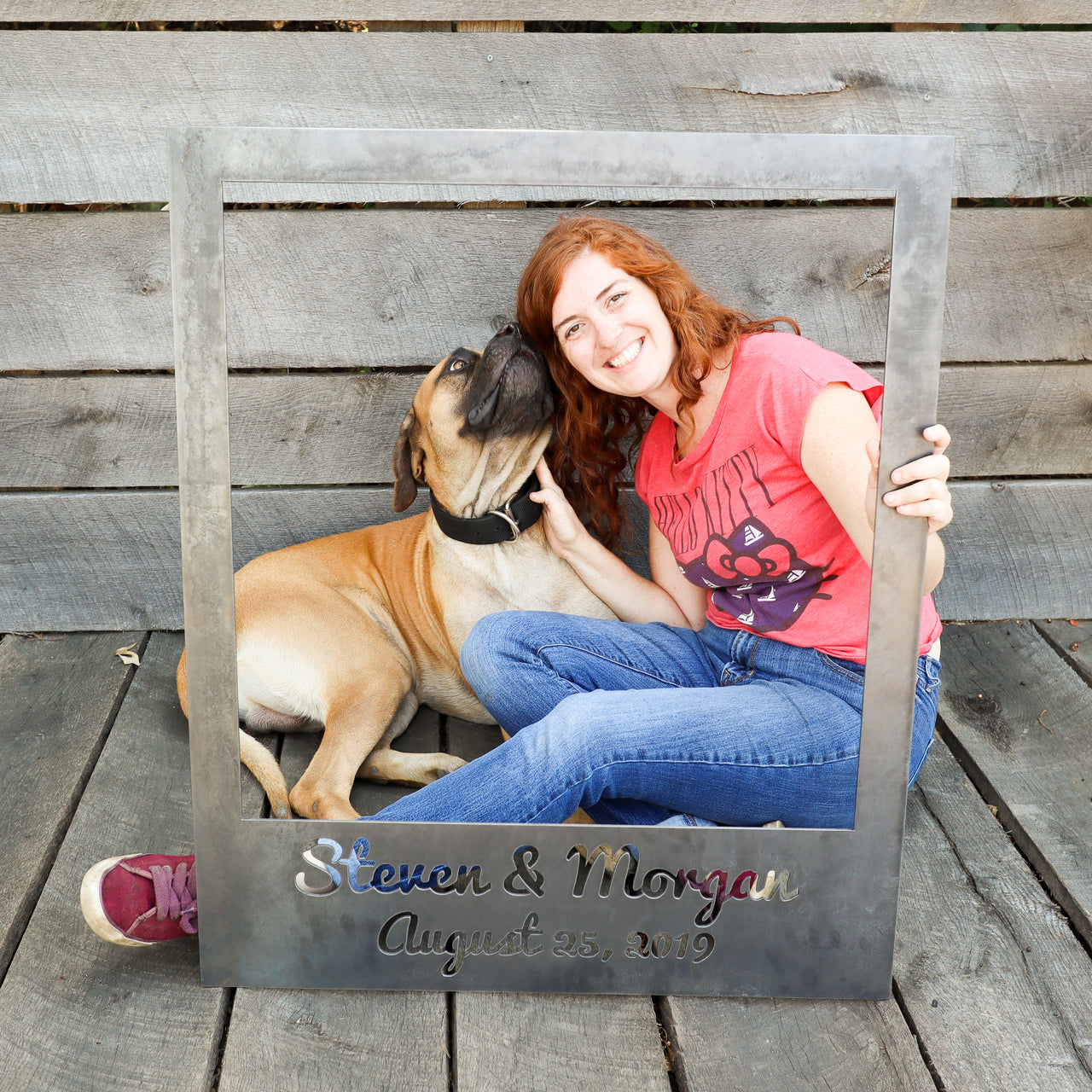 Rustic Wedding Photo Booth Frame - Personalized Metal Picture Prop