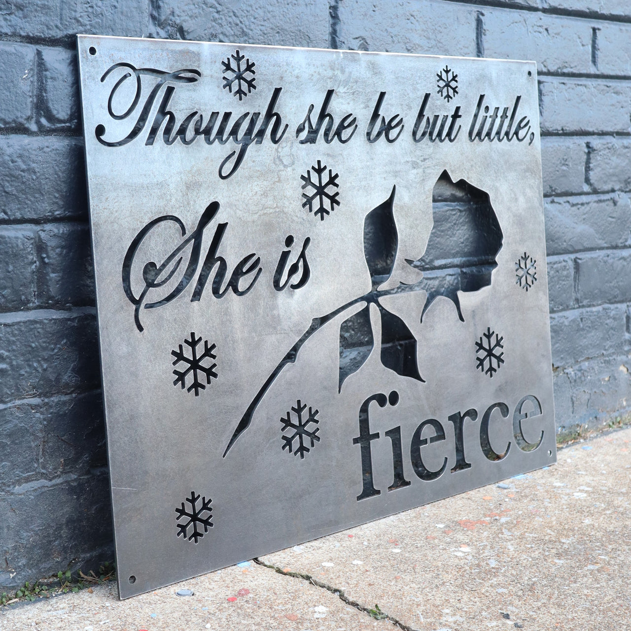 Though She Be But Little, She is Fierce - Metal Nursery Sign for a Baby Girl - Shakespeare Quote from A Midsummer Night's Dream