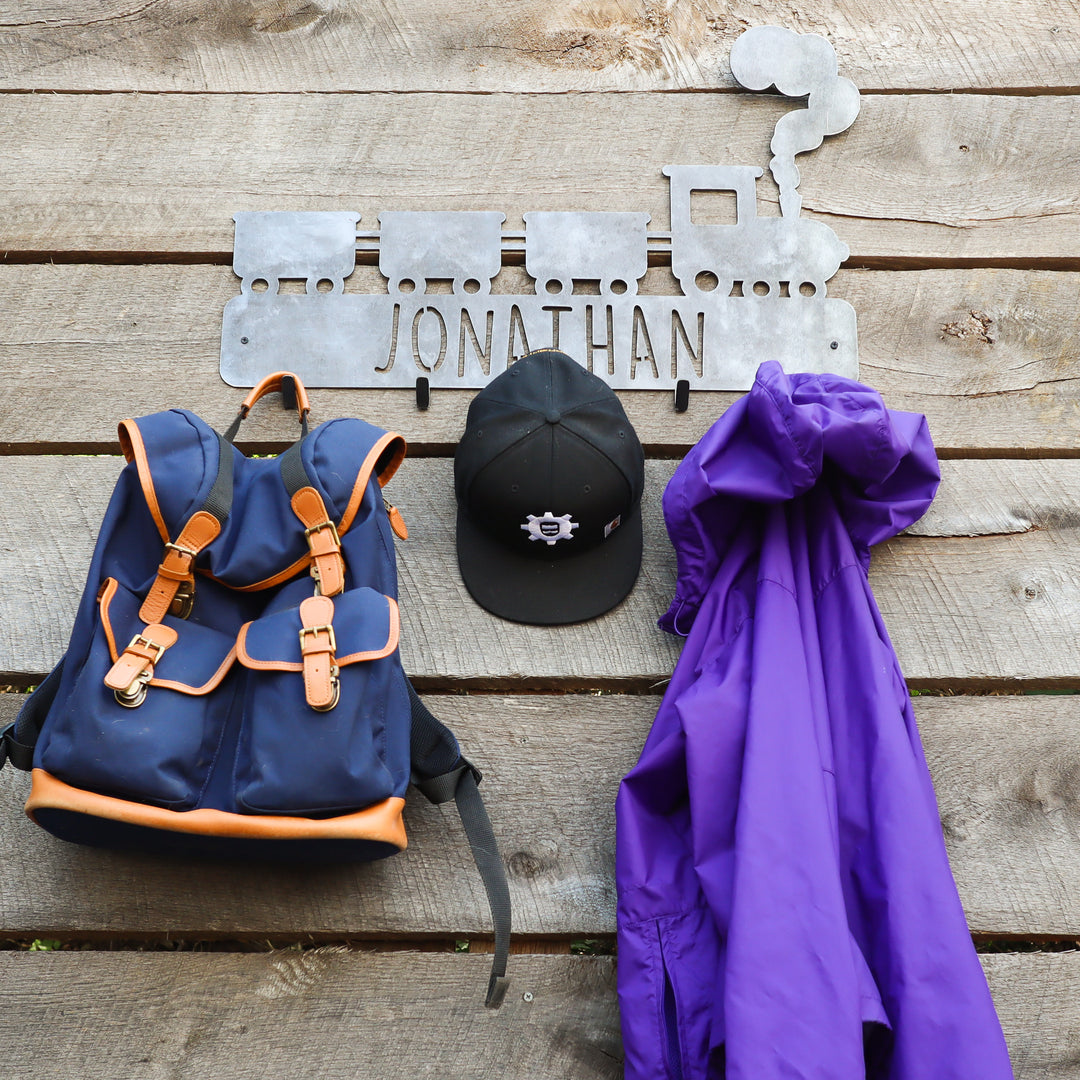 Kids Train Coat Rack Back to School Personalized Hanger Hooks