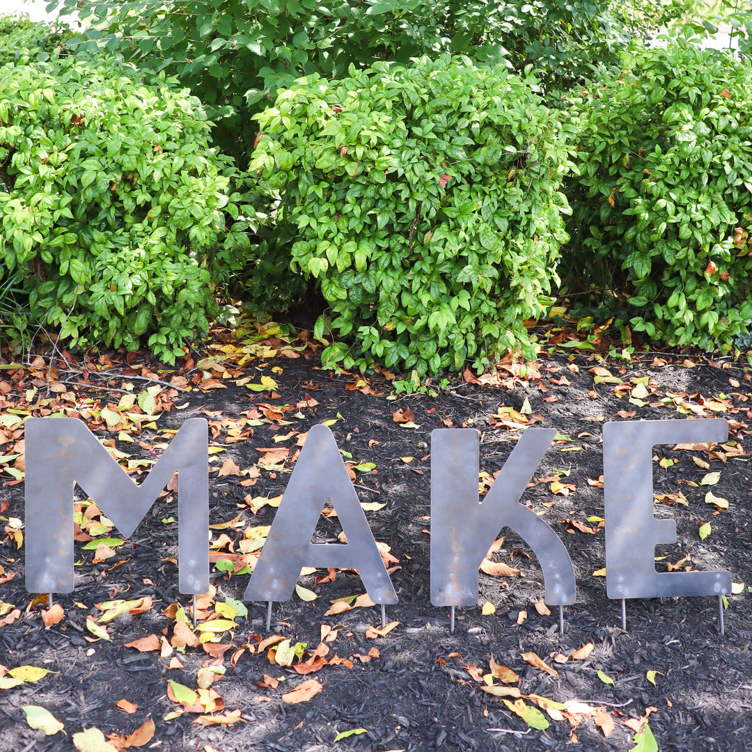 Metal Letters Art Deco Font with Garden Stakes