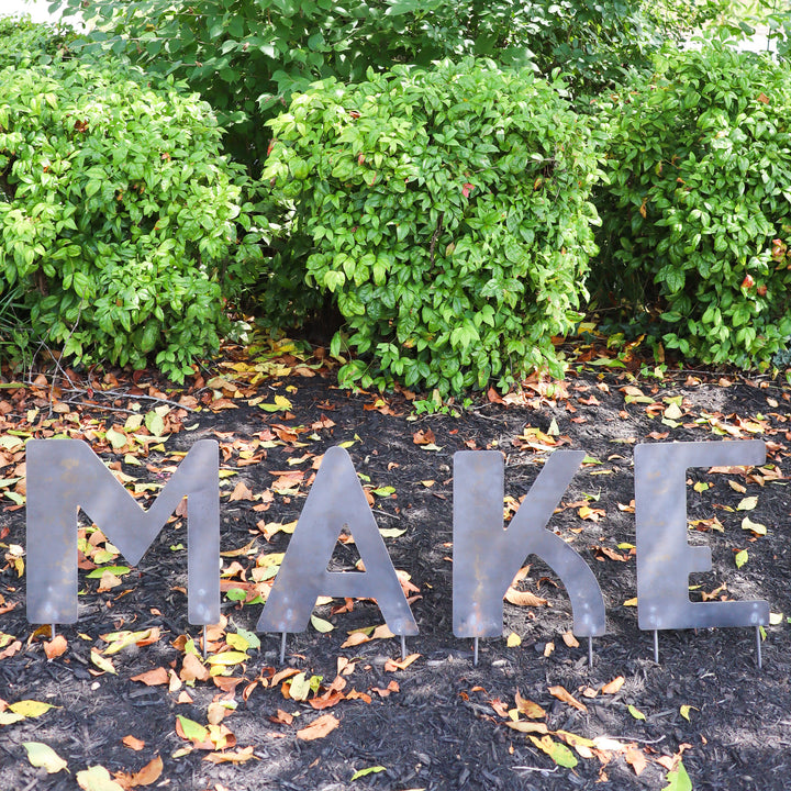 Metal Letters Art Deco Font with Garden Stakes
