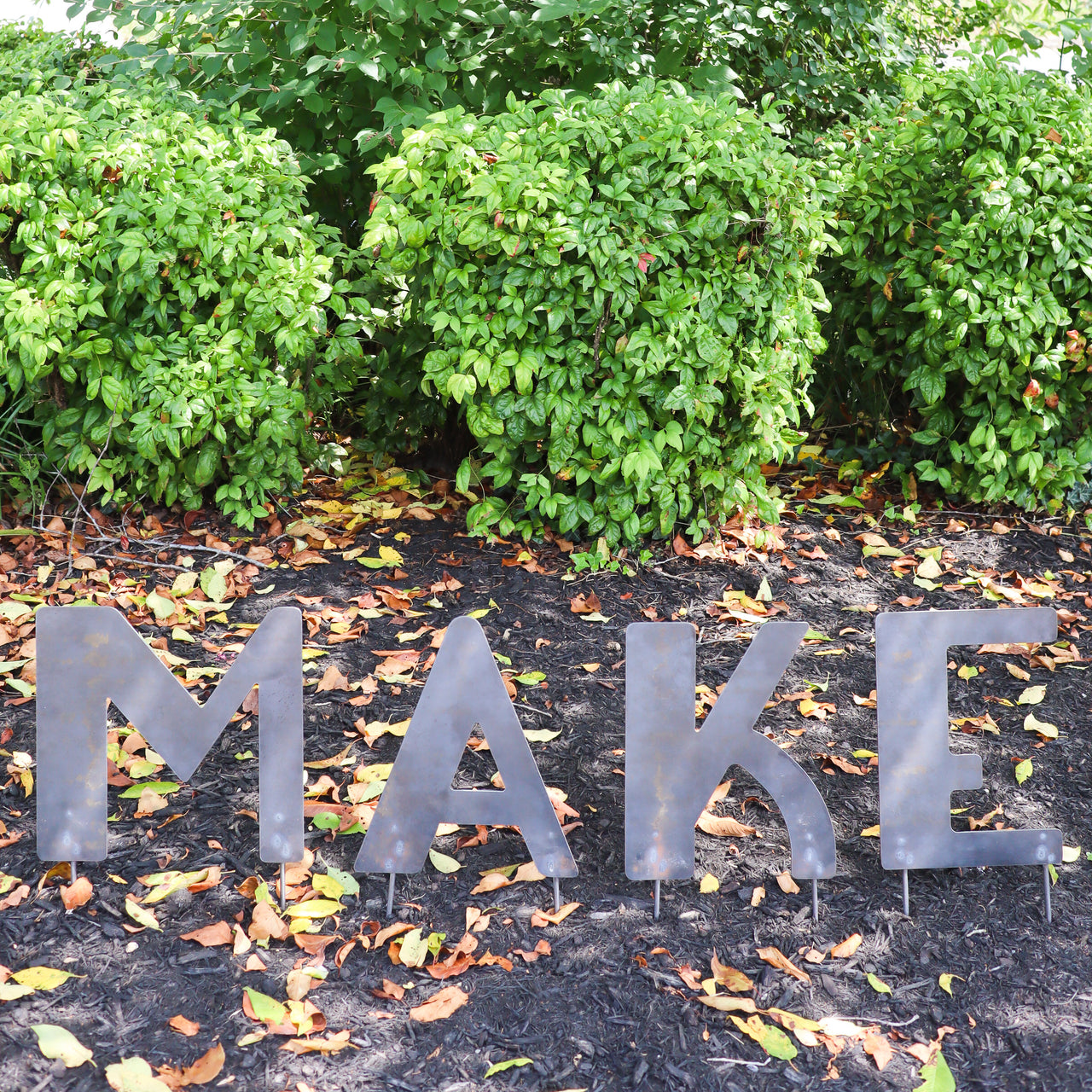 Raw Metal Letters Lawn Decor - Family Name Planter Garden Stake - Wedding Welcome Yard Art Marker (Lemondrop Font)