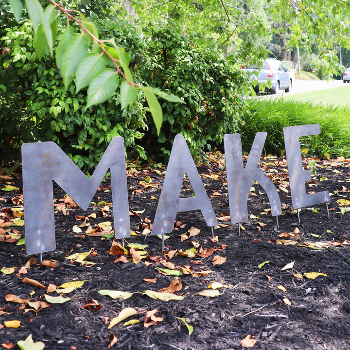 Metal Letters Art Deco Font with Garden Stakes