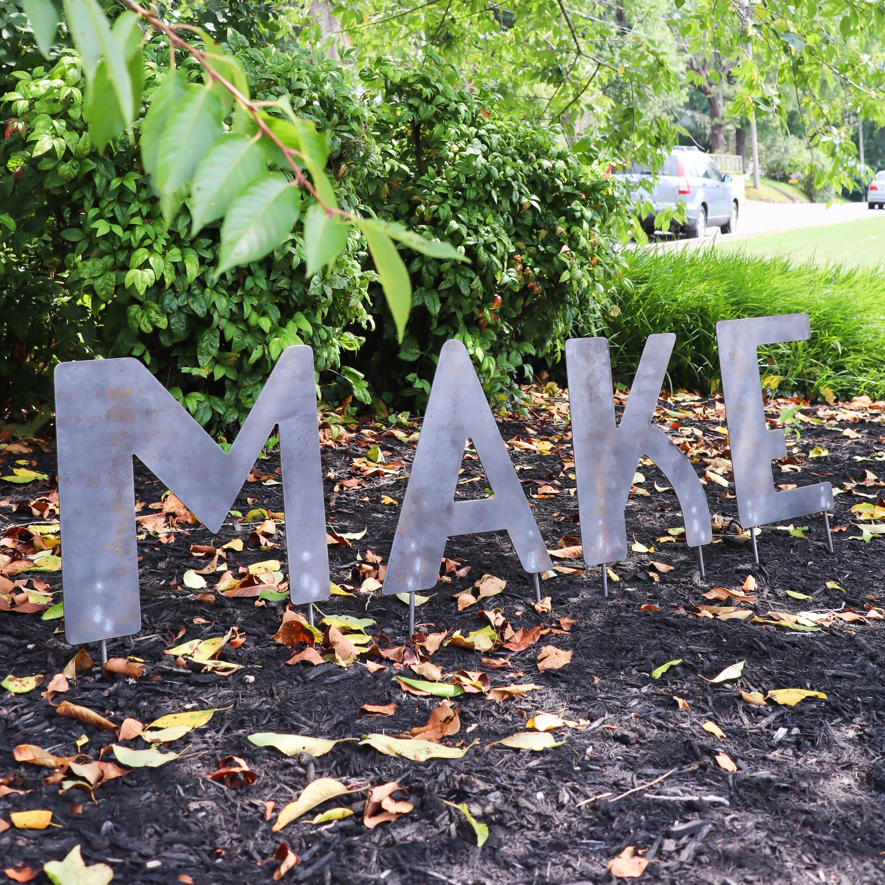 Raw Letters Raw Metal Letters Lawn Decor Art Deco Font with Garden Stakes – Maker Table