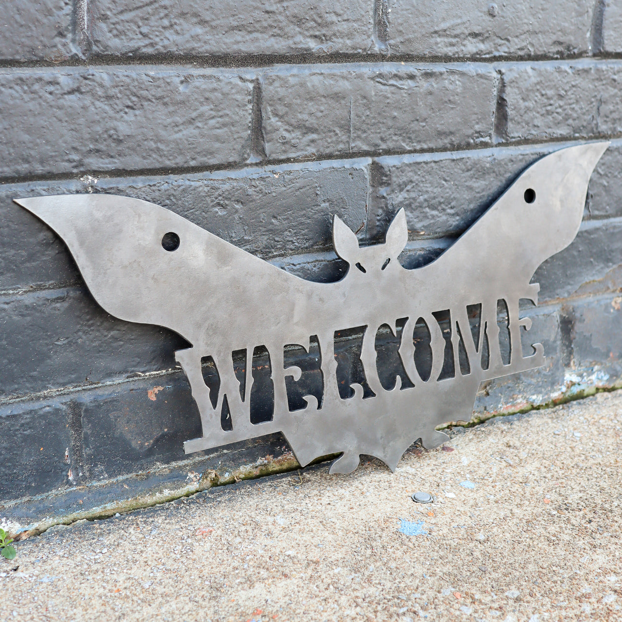 Personalized Halloween Welcome Sign - Spooky Metal Bat Door Decor - Front Porch Fall Art
